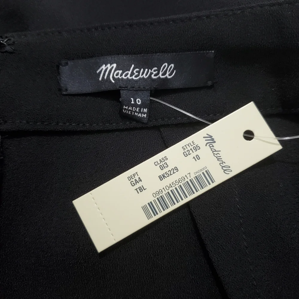 NWT Madewell Apron Bow Back Jumpsuit Black Size 10 Wide Leg Preppy Nautical